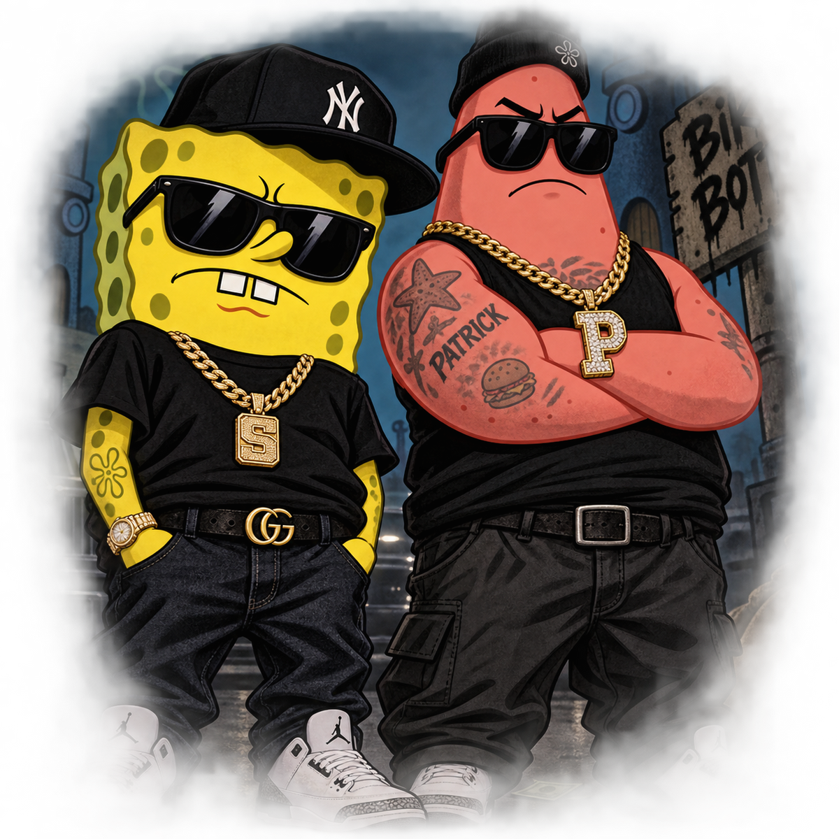 Spongebob and Patrick Gangsters Shirt