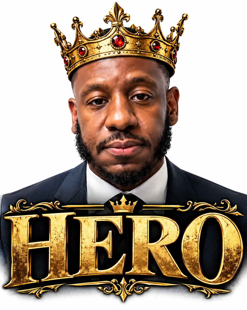 Michael Desronvil HERO shirt with gold crown tribute design
