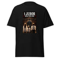 A black t-shirt with a design honoring the lone holdout juror in the Lindsay Clancy case
