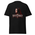 A black anti-Lindsay Clancy shirt that says "DEATH PENALTY". A Lindsay Clancy death penalty shirt.