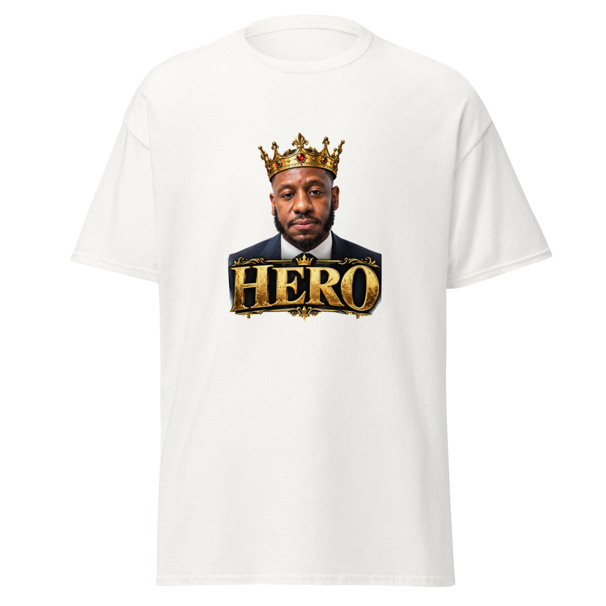 White Michael Desronvil HERO tribute T-shirt with crown design